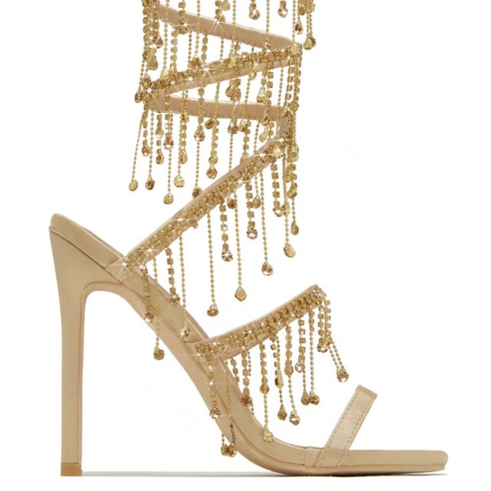 HIGHEND EMBELLISHED BEADING SANDAL IN GOLDEN Bronze